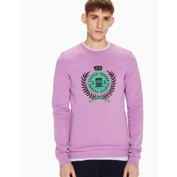 Scotch and Soda Amsterdam Couture Purple Crewneck Logo Embroidered Sweatshirt L - Picture 10 of 10